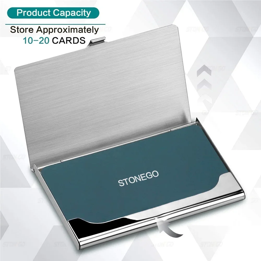Premium Ultra Thin Stainless Steel Business Card Holder - Silver Metal Pocket Case for Men and Women Simple Design Wallet