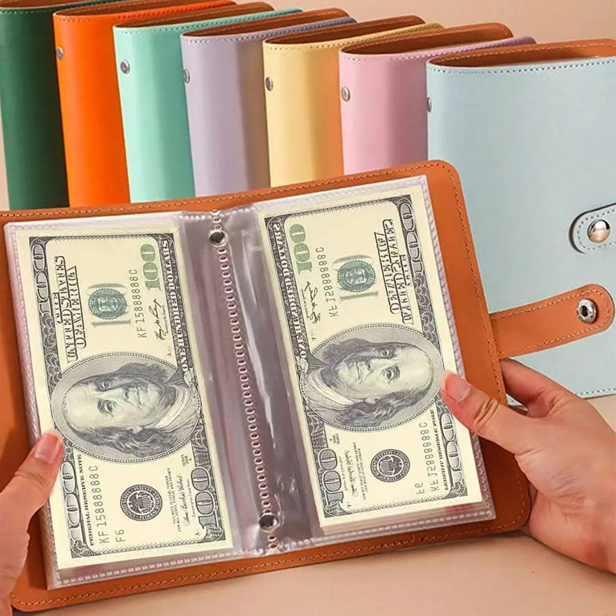 1 Cash Ledger Notebook with 50 Loose-Leaf Pages - Can Hold 100 Envelopes, Savings Book, Banknote Album, Wallet Album, Cash Collection Album, Coin Organizer, Photo Card Holder, Multifunctional Storage Bag, Money Binder, Multifunctional Binder Bag