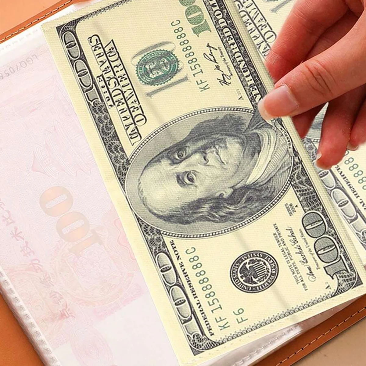 1 Cash Ledger Notebook with 50 Loose-Leaf Pages - Can Hold 100 Envelopes, Savings Book, Banknote Album, Wallet Album, Cash Collection Album, Coin Organizer, Photo Card Holder, Multifunctional Storage Bag, Money Binder, Multifunctional Binder Bag