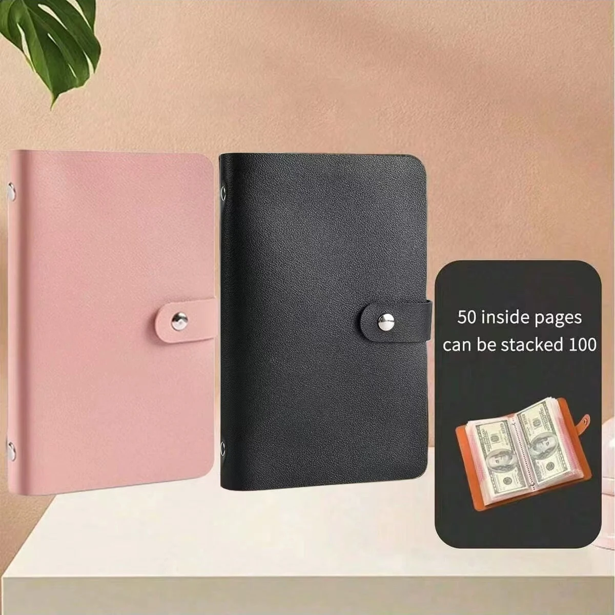 1 Cash Ledger Notebook with 50 Loose-Leaf Pages - Can Hold 100 Envelopes, Savings Book, Banknote Album, Wallet Album, Cash Collection Album, Coin Organizer, Photo Card Holder, Multifunctional Storage Bag, Money Binder, Multifunctional Binder Bag