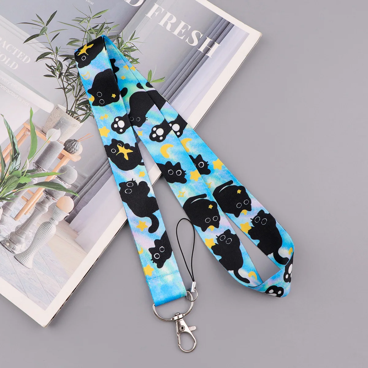 Black Cat Card Holder Lanyard Cartoon Animals Neck Strap Credit Card Case ID Badge Holders Credentials Protection Card Cover