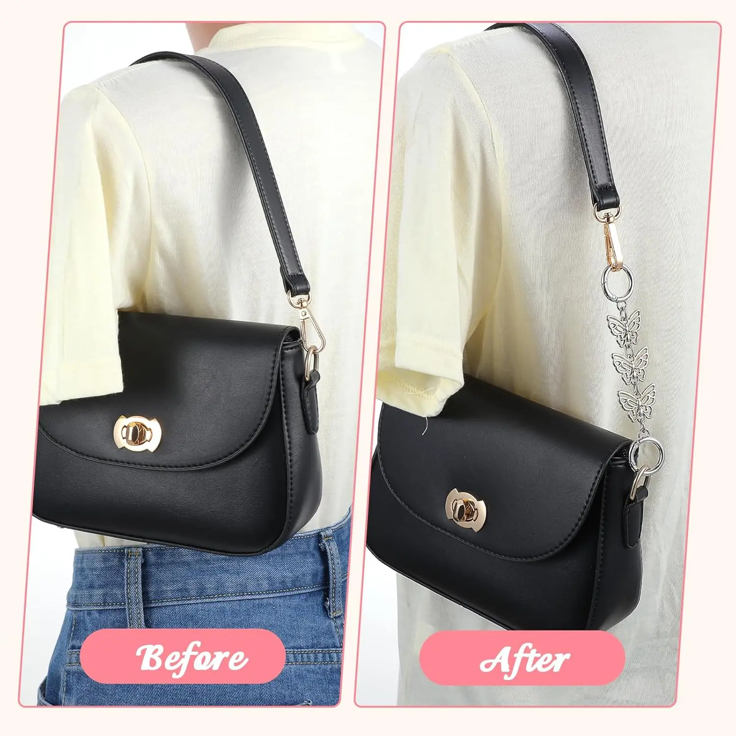1 Pc Purse Chain Extender,Metal Chain Extender for Purse,Butterfly Bag Chains Extenders for Handbags, Shoulder Bags