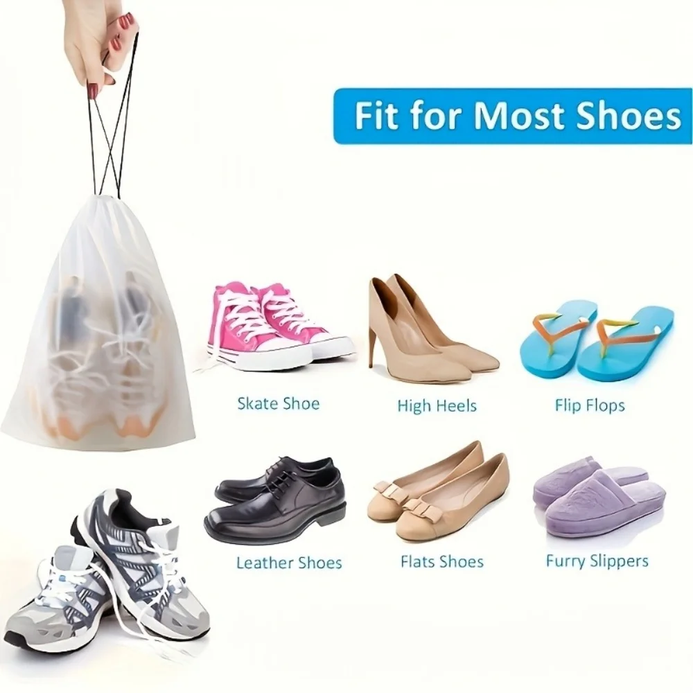 3/10PCS Portable Shoe Storage Drawstring Eco Storage Bag for Travel Makeup Bag Waterproof Transparent Plastic Storage Bag