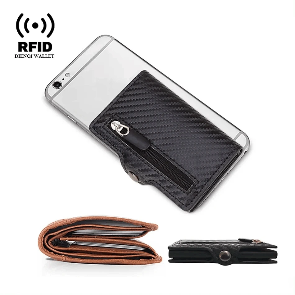 Carbon Fiber Rfid Blocking Men ID Credit Card Holders Wallet Leather Metal Business Bank CreditCard Cardholder Case Carteras
