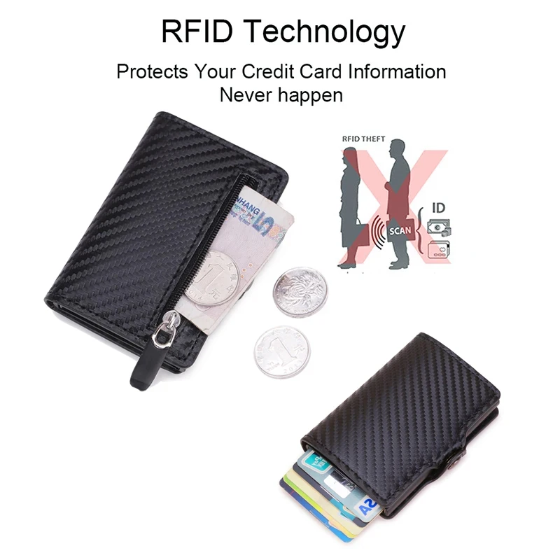 Carbon Fiber Rfid Blocking Men ID Credit Card Holders Wallet Leather Metal Business Bank CreditCard Cardholder Case Carteras