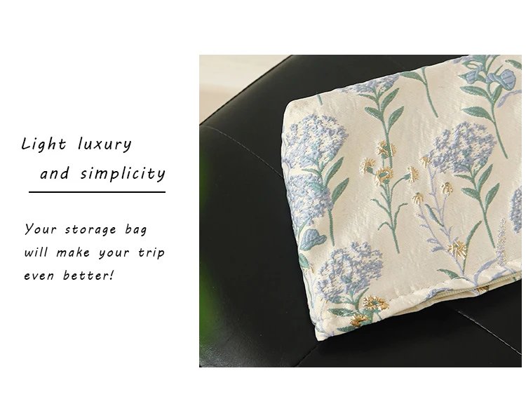 Blue Bouquet Women Makeup Bag, Large Capacity Canvas Toiletry Bag-for Sanitary Napkin & Makeup Supplies Storage,Travel Organizer