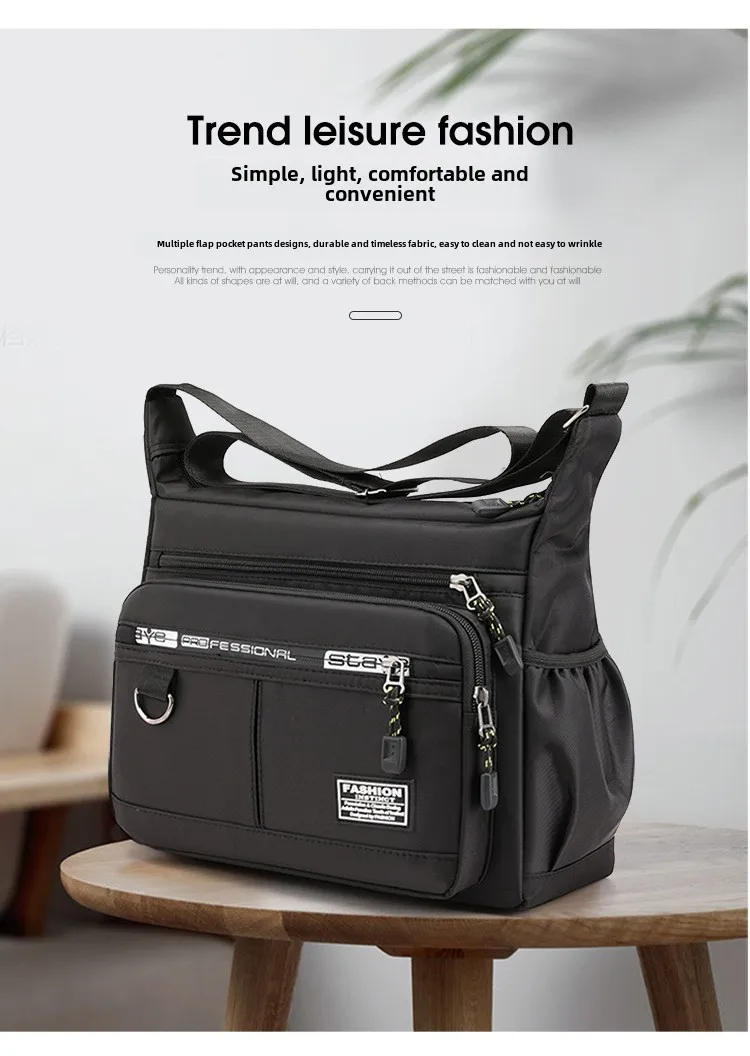 Design Oxford Shoulder Bag Large Capacity Men's Casual Multi-layer Pocket Fashion Single Shoulder Crossbody Luxury Messenger Bag