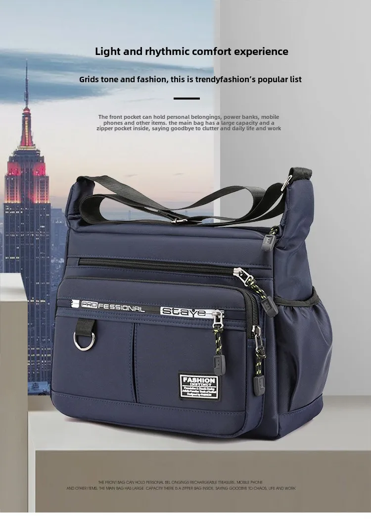 Design Oxford Shoulder Bag Large Capacity Men's Casual Multi-layer Pocket Fashion Single Shoulder Crossbody Luxury Messenger Bag