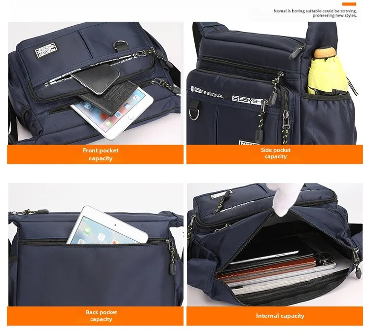 Design Oxford Shoulder Bag Large Capacity Men's Casual Multi-layer Pocket Fashion Single Shoulder Crossbody Luxury Messenger Bag