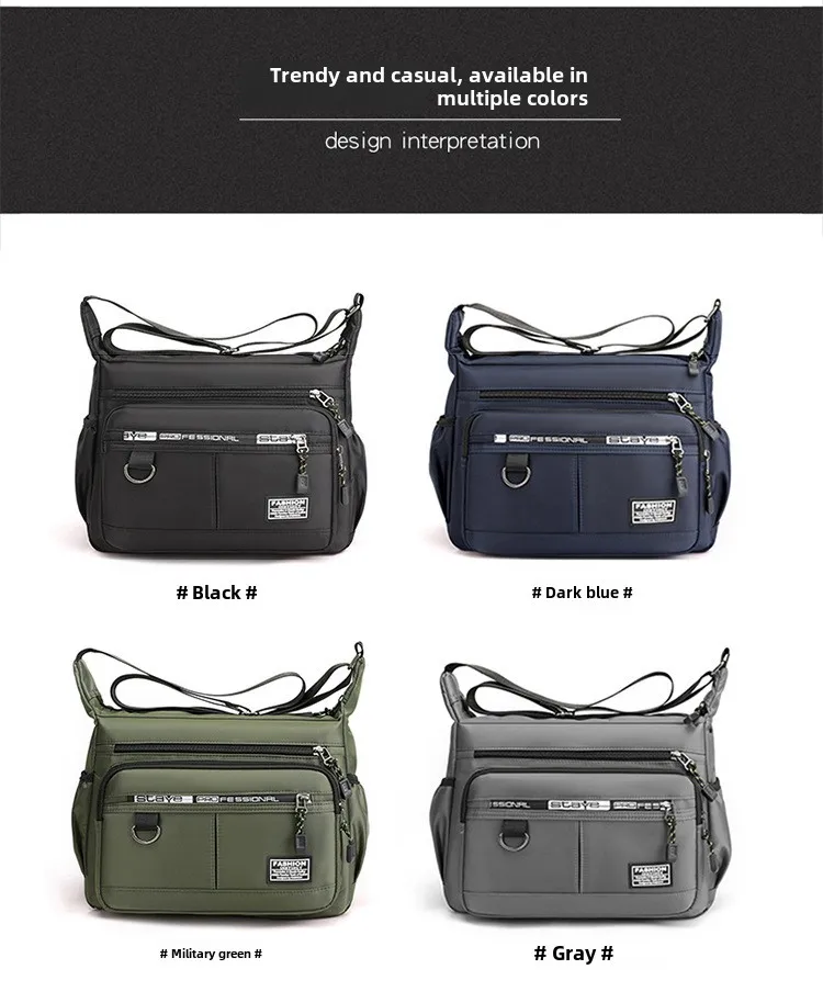 Design Oxford Shoulder Bag Large Capacity Men's Casual Multi-layer Pocket Fashion Single Shoulder Crossbody Luxury Messenger Bag