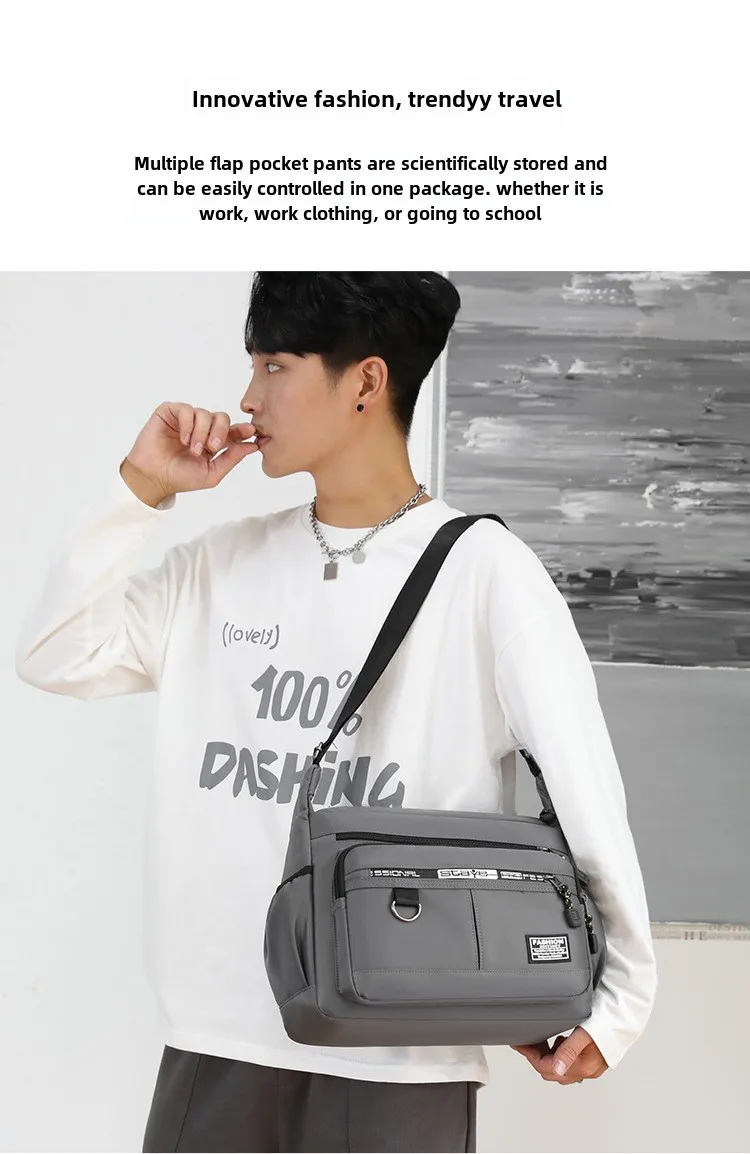 Design Oxford Shoulder Bag Large Capacity Men's Casual Multi-layer Pocket Fashion Single Shoulder Crossbody Luxury Messenger Bag