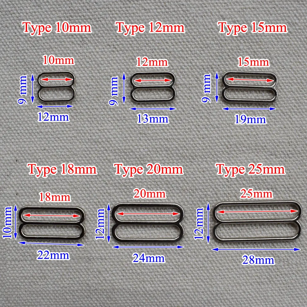 20pcs 10mm-25mm Metal Bra Strap Adjustment Buckles Underwear Sliders Rings Clips For Lingerie Adjustment DIY Accessories