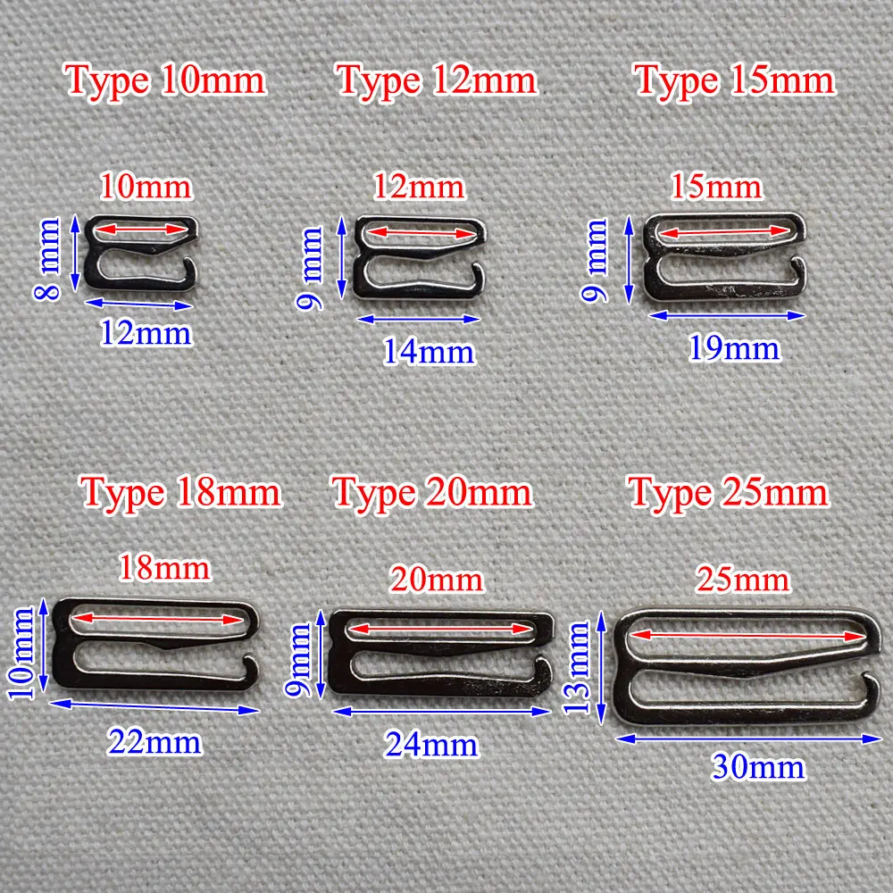 20pcs 10mm-25mm Metal Bra Strap Adjustment Buckles Underwear Sliders Rings Clips For Lingerie Adjustment DIY Accessories