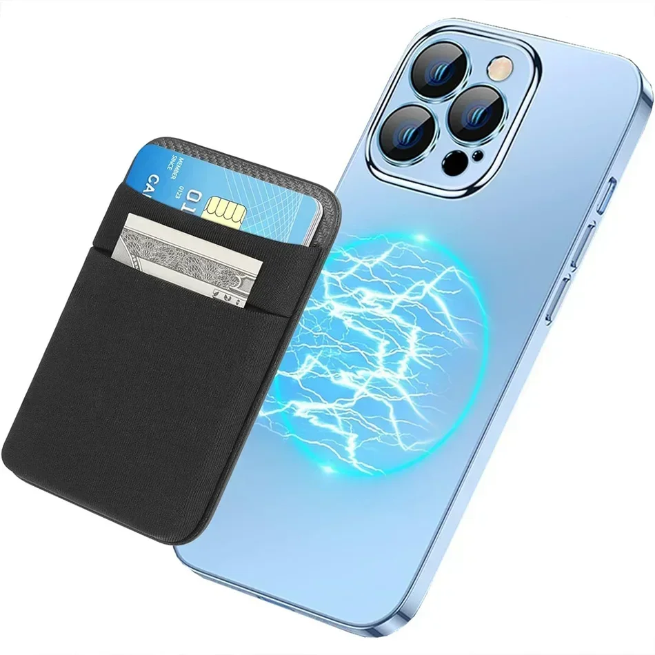 Phone Wallet Card Holder Elastic Lycra Magsafe Cardholder Compatible Magentic Wallets for Apple 16 15 Pro Max Samsung Android