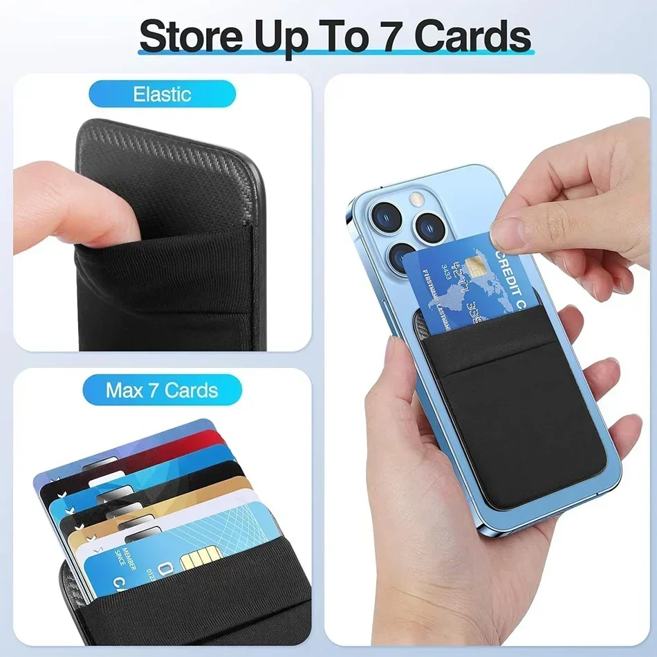 Phone Wallet Card Holder Elastic Lycra Magsafe Cardholder Compatible Magentic Wallets for Apple 16 15 Pro Max Samsung Android