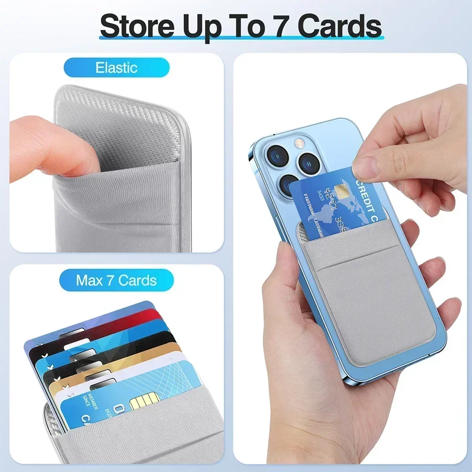 Phone Wallet Card Holder Elastic Lycra Magsafe Cardholder Compatible Magentic Wallets for Apple 16 15 Pro Max Samsung Android