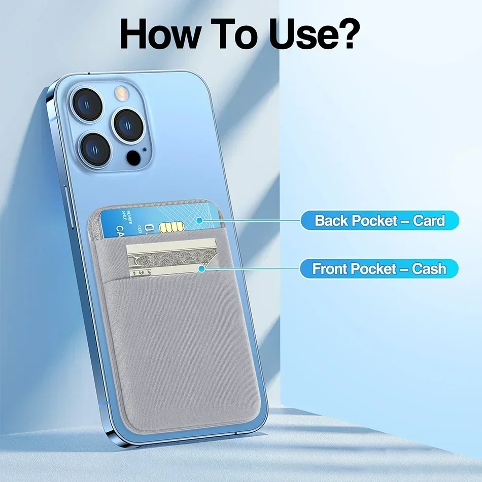 Phone Wallet Card Holder Elastic Lycra Magsafe Cardholder Compatible Magentic Wallets for Apple 16 15 Pro Max Samsung Android