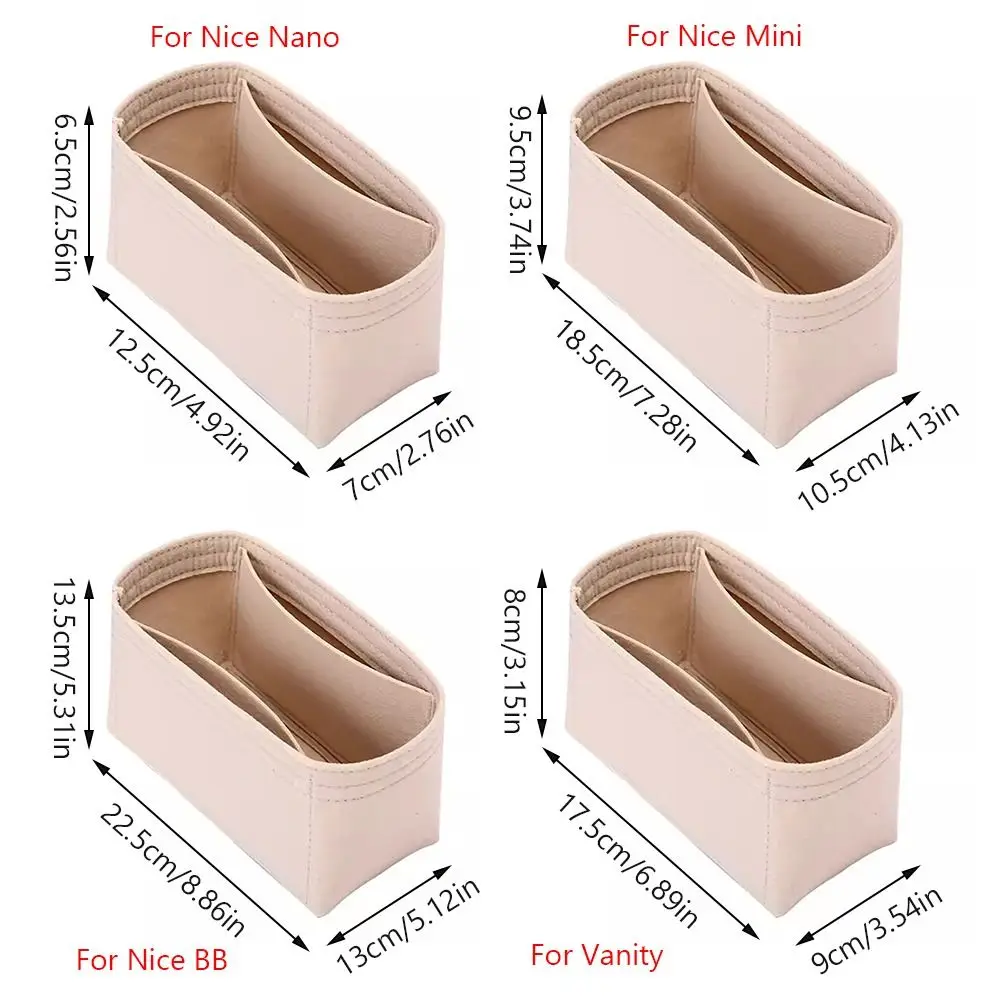 Felt Handbag Insert Bag Bag Support Storage Purse Liner Portable Organization Internal Bag for LV Nice Nano/Mini/BB/Vanity