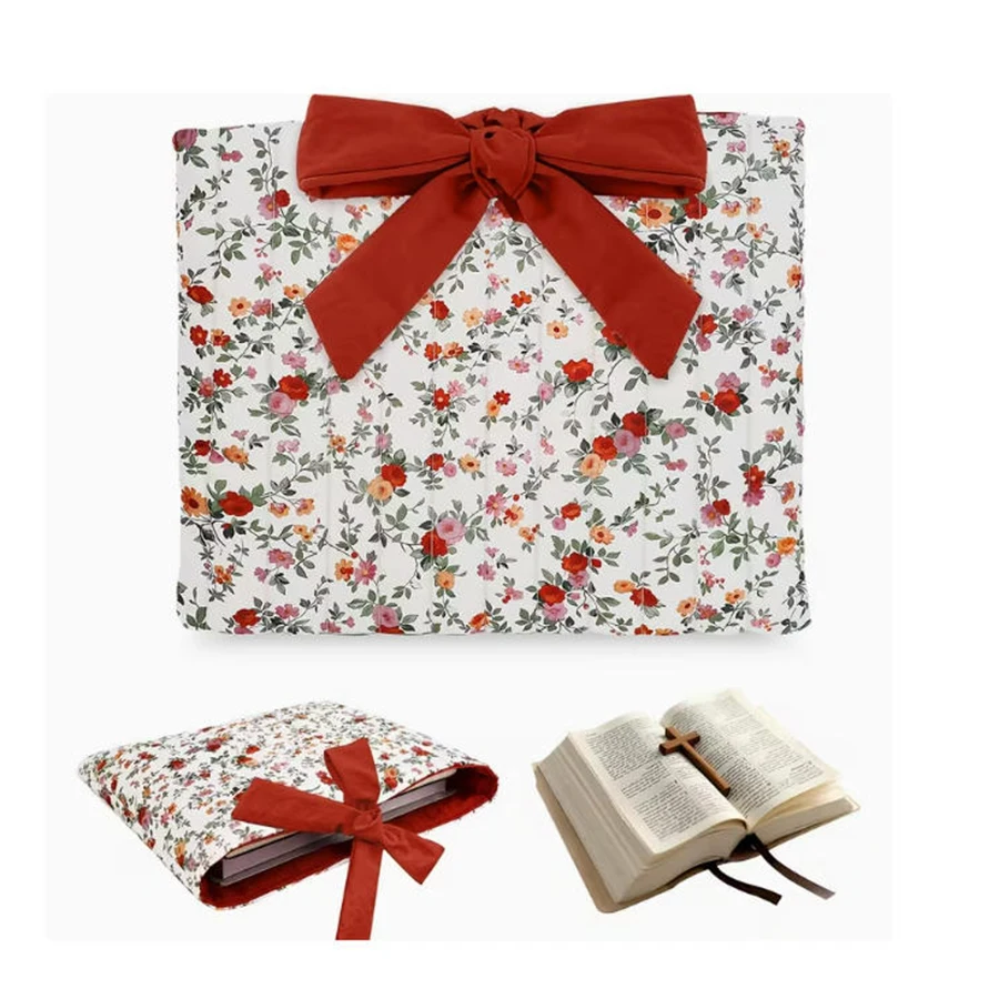 1PC Floral Quilted Makeup Bag with Bow Large Capacity Multifunctional Practical Lightweight College Style Unsealed Lined
