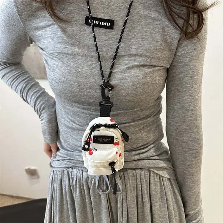 Women Small Bag Mini Lipstick Headphones Trendy Fashionable Pendant Bag Simple Niche Design Fabric Single-shoulder Crossbody Bag