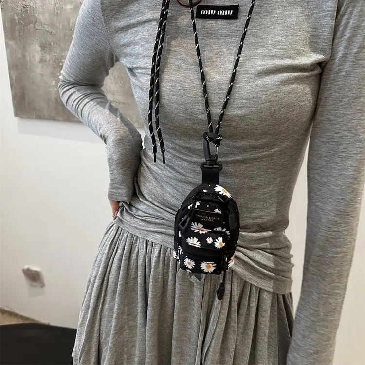 Women Small Bag Mini Lipstick Headphones Trendy Fashionable Pendant Bag Simple Niche Design Fabric Single-shoulder Crossbody Bag