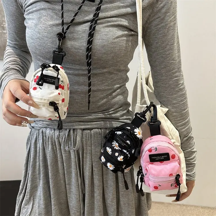 Women Small Bag Mini Lipstick Headphones Trendy Fashionable Pendant Bag Simple Niche Design Fabric Single-shoulder Crossbody Bag