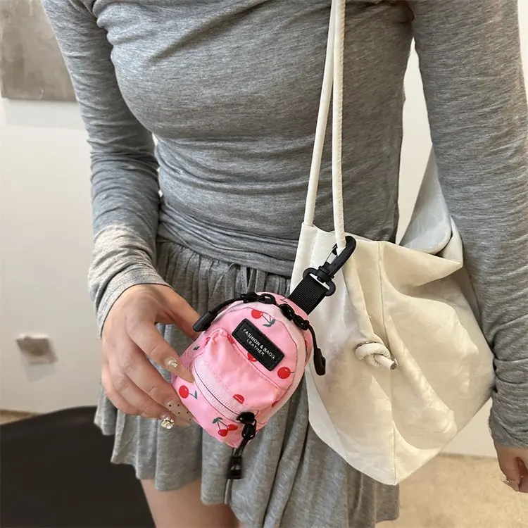 Women Small Bag Mini Lipstick Headphones Trendy Fashionable Pendant Bag Simple Niche Design Fabric Single-shoulder Crossbody Bag