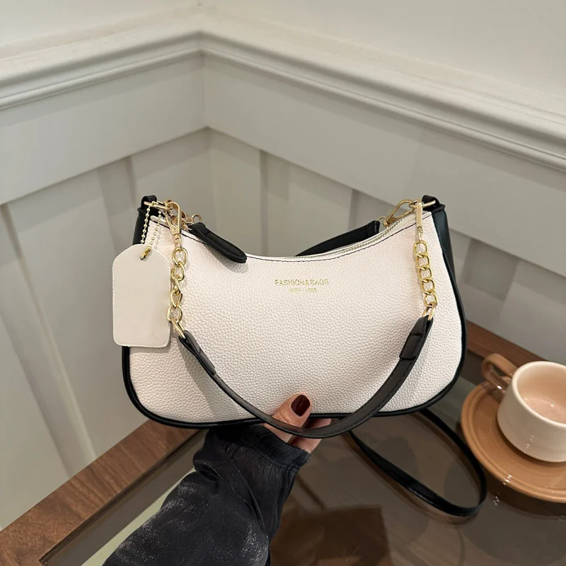 Crossbody Bag for Women Adjustable Strap Crescent Shoulder Bag PU Leather Zipper Closure Casual Handbag for Work Travel