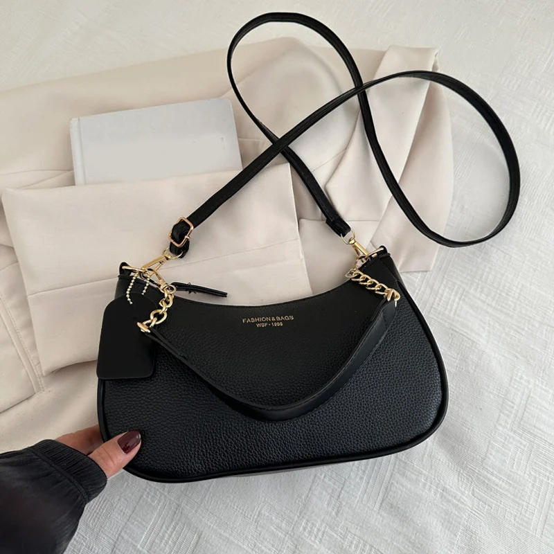 Crossbody Bag for Women Adjustable Strap Crescent Shoulder Bag PU Leather Zipper Closure Casual Handbag for Work Travel