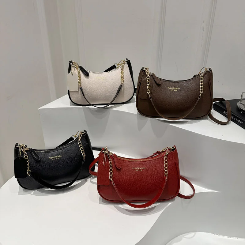 Crossbody Bag for Women Adjustable Strap Crescent Shoulder Bag PU Leather Zipper Closure Casual Handbag for Work Travel
