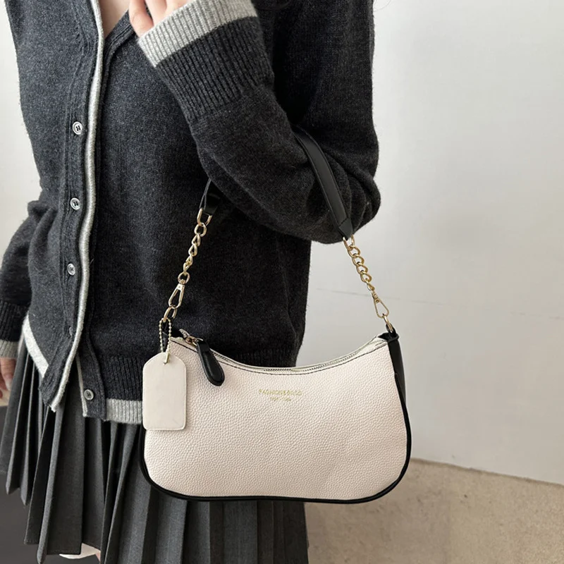 Crossbody Bag for Women Adjustable Strap Crescent Shoulder Bag PU Leather Zipper Closure Casual Handbag for Work Travel