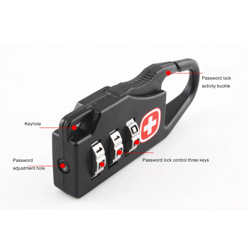 Outdoor Backpack Handbag Zipper Lock Anti Theft Portable Mini Combination Code Number Lock for Travel Backpack Accessories