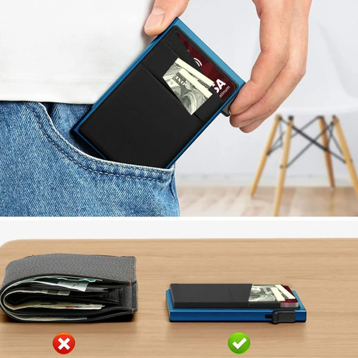 Anti-theft Cards Protectors Card Holder Minimalist Smart Wallet RFID Protection Aluminum Metal Box Cardholder Case Porte Carte