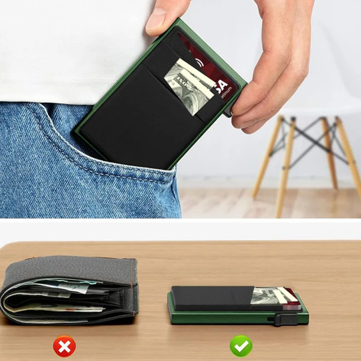 Anti-theft Cards Protectors Card Holder Minimalist Smart Wallet RFID Protection Aluminum Metal Box Cardholder Case Porte Carte