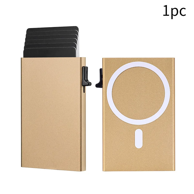 2026 New Arrival RFID Protection Card Box, Magnetic Aluminum Alloy Design, Fashion Pop-Up Card Clip Wallet For Men Women