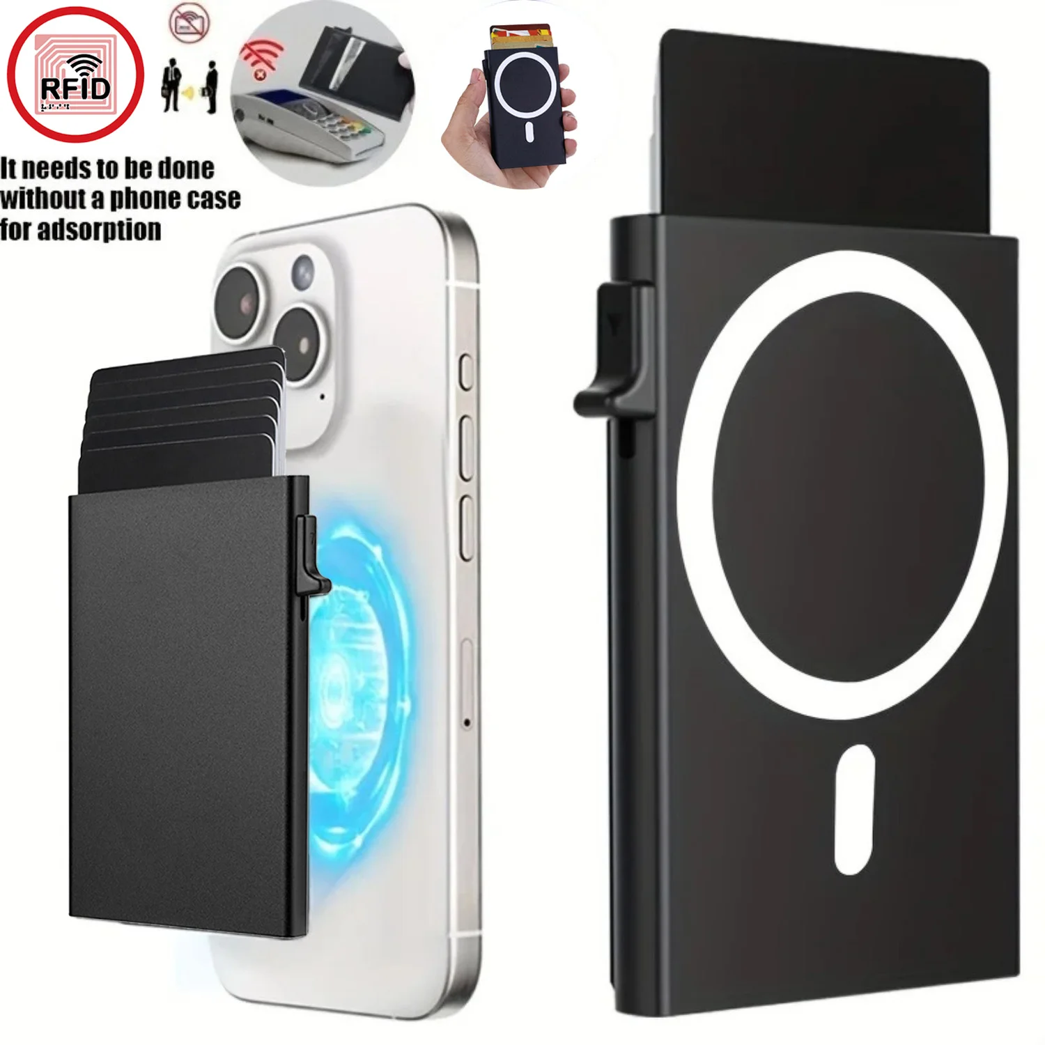 2026 New Arrival RFID Protection Card Box, Magnetic Aluminum Alloy Design, Fashion Pop-Up Card Clip Wallet For Men Women