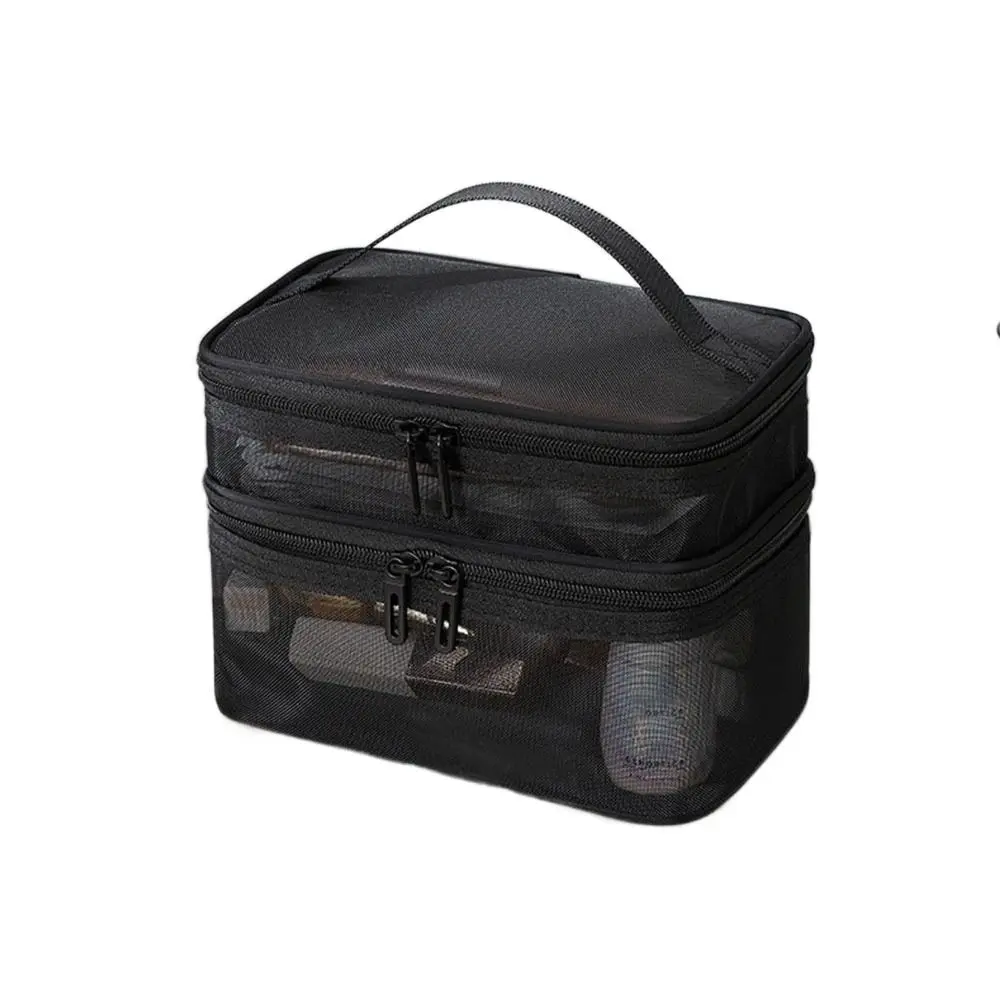 2/3 Layer Portable Transparent Mesh Travel Bag Large Capacity Storage Toiletry Bag 2/3 Layer Makeup Case Toiletries Organization