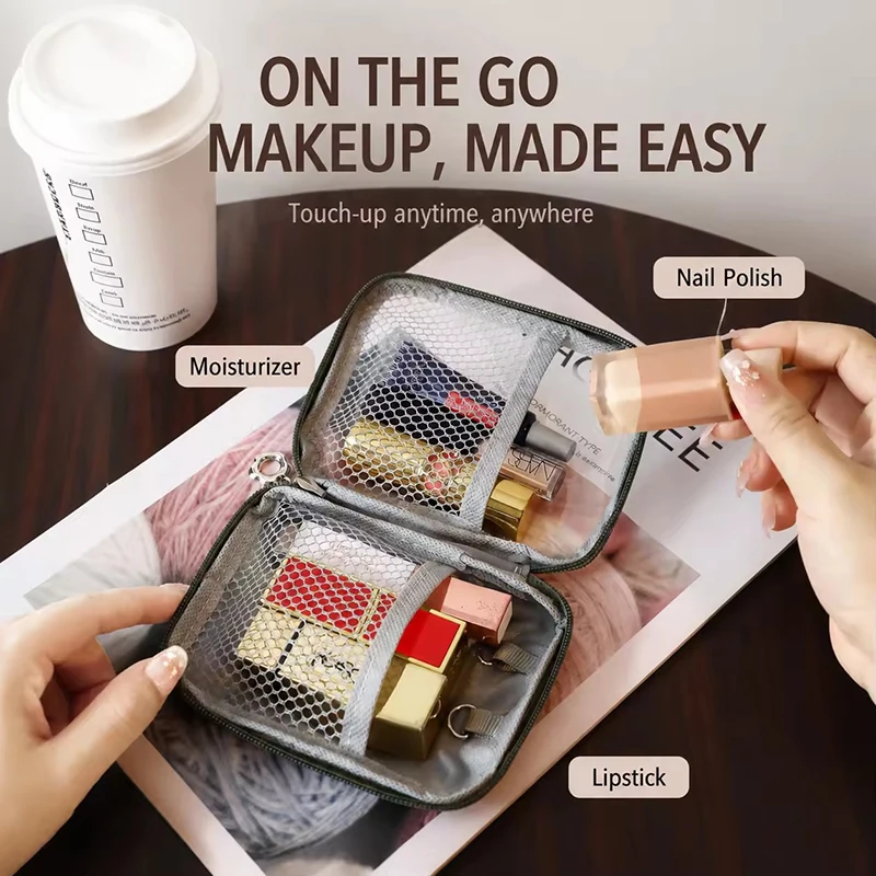 Portable Lipstick Pouch Transparent Touch-Up Cosmetic Pouch Cosmetic Organizer Travel Bluetooth Headphone Charging Cable Pouch