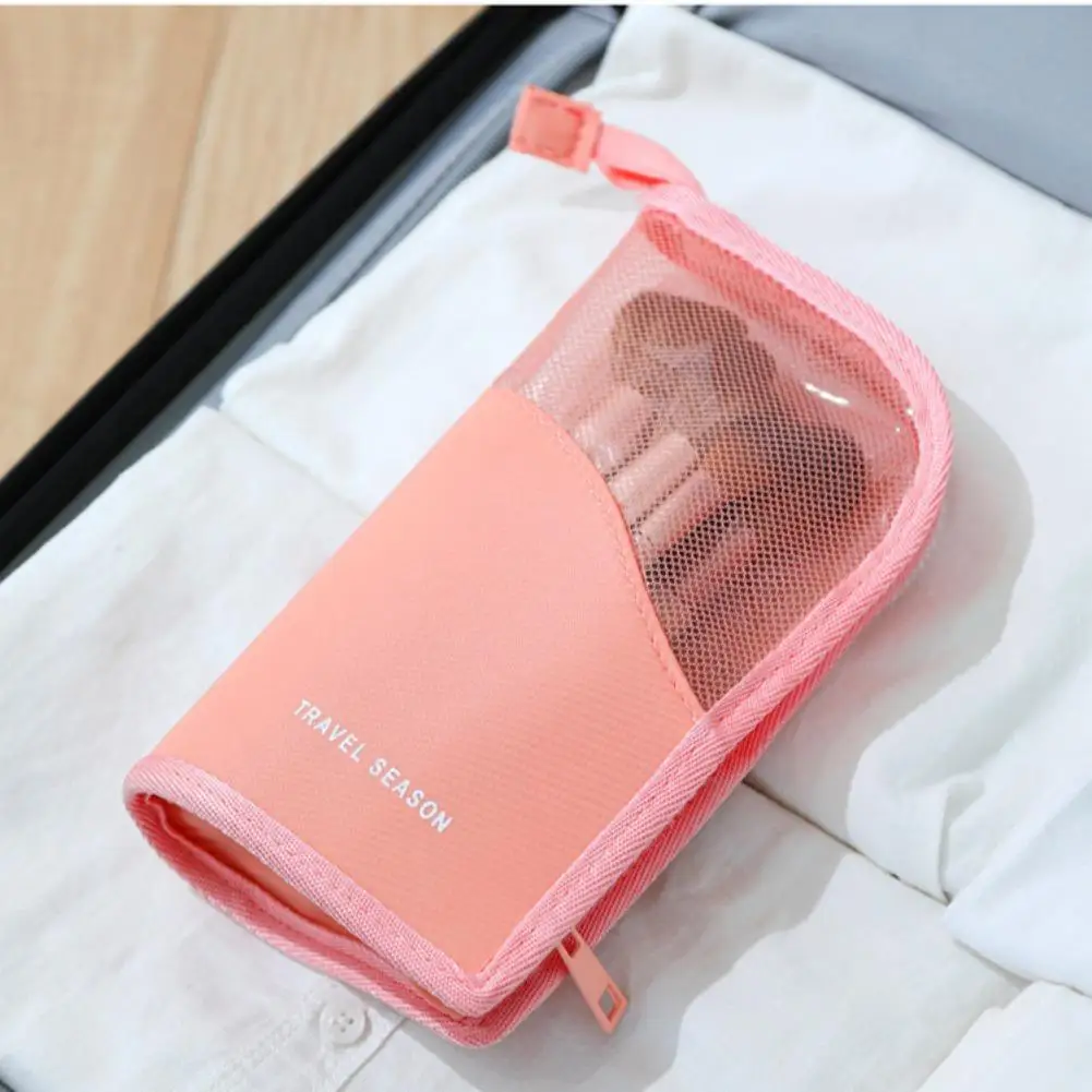 Standing Mesh Toiletry Bag Women Portable Cosmetic Makeup Organizer Travel Waterproof Toothbrush Storage Case Beauty Pouch