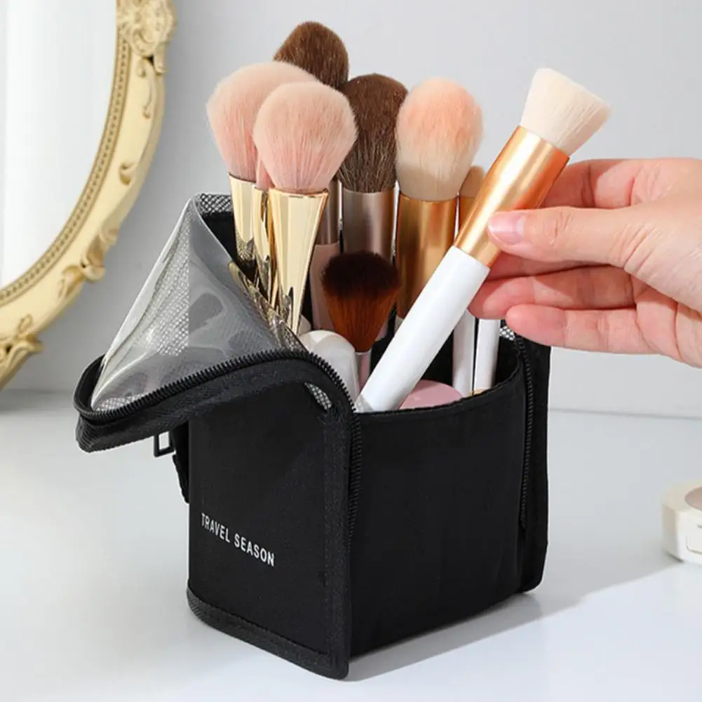 Standing Mesh Toiletry Bag Women Portable Cosmetic Makeup Organizer Travel Waterproof Toothbrush Storage Case Beauty Pouch