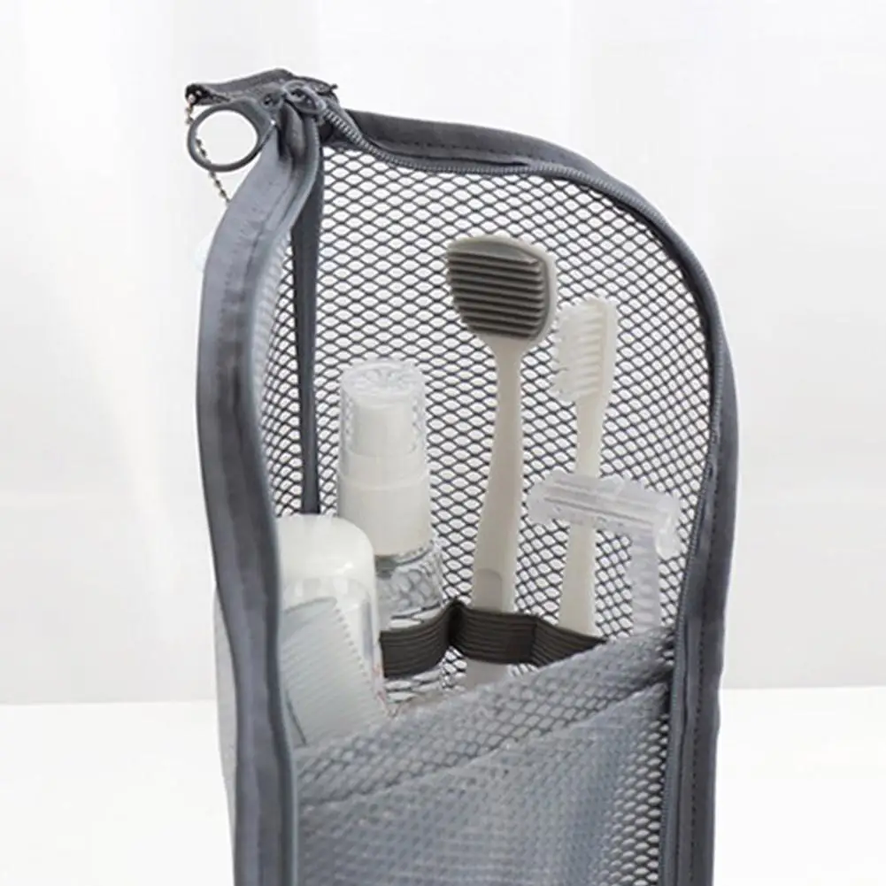 Standing Mesh Toiletry Bag Women Portable Cosmetic Makeup Organizer Travel Waterproof Toothbrush Storage Case Beauty Pouch