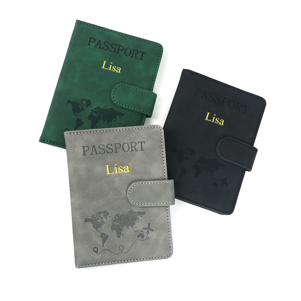 Customized Name PU Magnetic Snap RFID Multi-Functional SIM Card Carrying Case for Passport, Map, Ticket Clip Organizer Bag