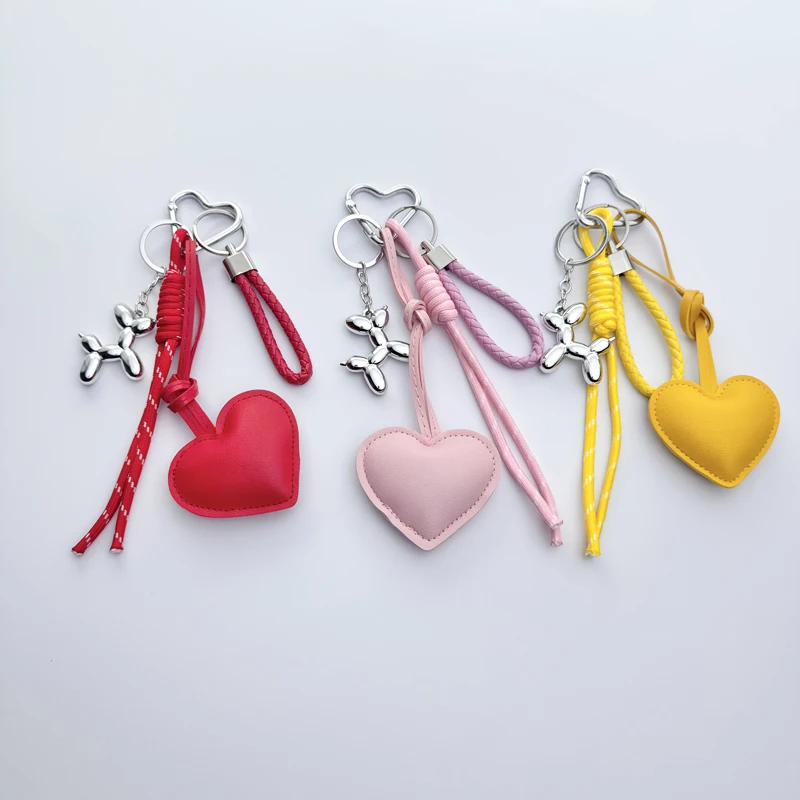 Heart PU Leather Pendant Women Mini Cute Luxury Key Chain Fashion Handbag Pendant Hanging Charm Gift