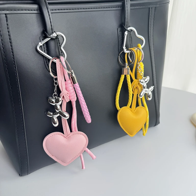 Heart PU Leather Pendant Women Mini Cute Luxury Key Chain Fashion Handbag Pendant Hanging Charm Gift