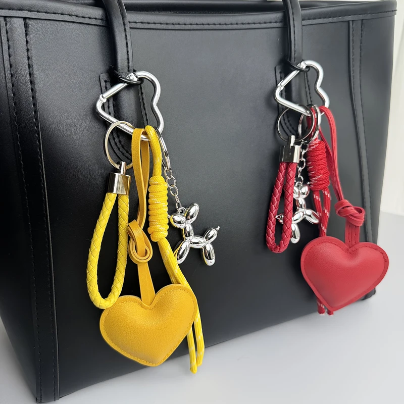 Heart PU Leather Pendant Women Mini Cute Luxury Key Chain Fashion Handbag Pendant Hanging Charm Gift