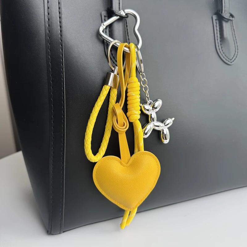 Heart PU Leather Pendant Women Mini Cute Luxury Key Chain Fashion Handbag Pendant Hanging Charm Gift
