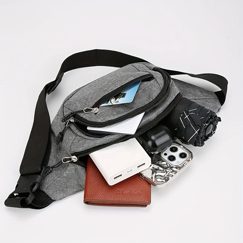 1pc Adjustable Adjustable Shoulder Strap Bag Multi-Pocket Design Commuter Outdoor Sports Waist Bag Multifunctional Travel Bag