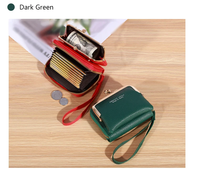 Wallet Women's Fashion Wrist Strap Short Zero Wallet Large Capacity Coin Clip Bag Multiple Card Positions Card Bag Money Clip