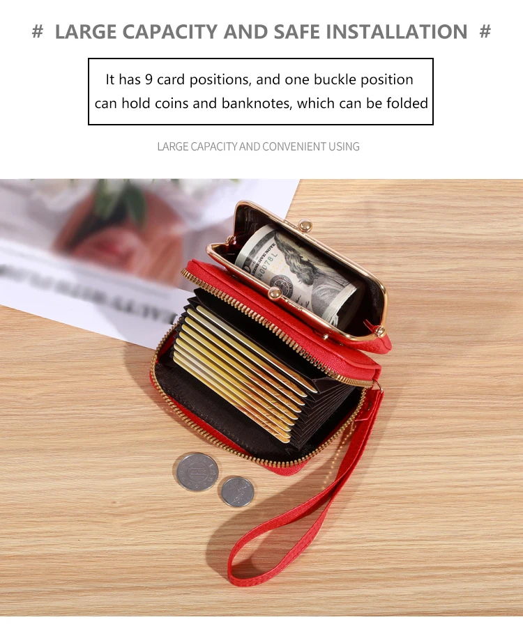 Wallet Women's Fashion Wrist Strap Short Zero Wallet Large Capacity Coin Clip Bag Multiple Card Positions Card Bag Money Clip