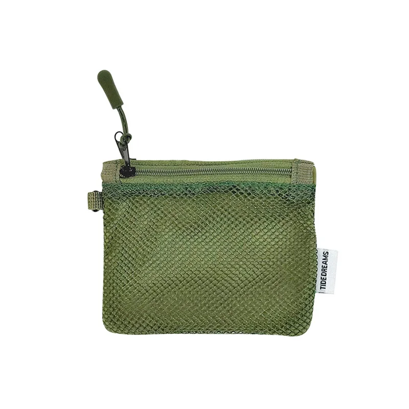 Travel Makeup Storage Bags New Mesh Coin Purse Simple Portable Mini Bag Multi-purpose Square Bag Double-layer Zipper Card Holder